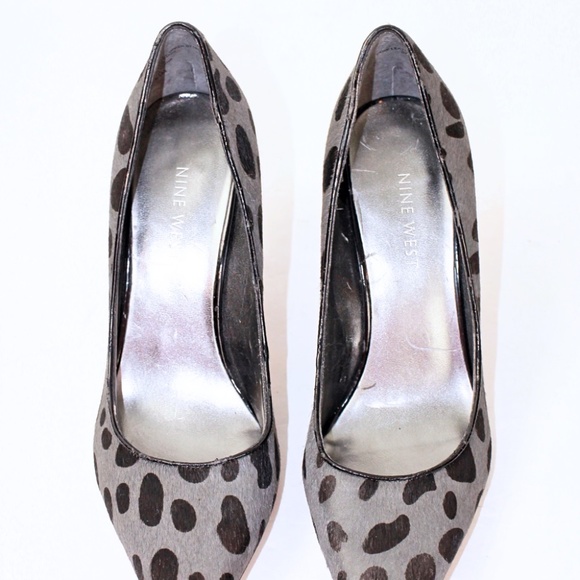 Nine West Black and Gray Cowhide Leopard Heels Size (5.5) - Picture 2 of 8